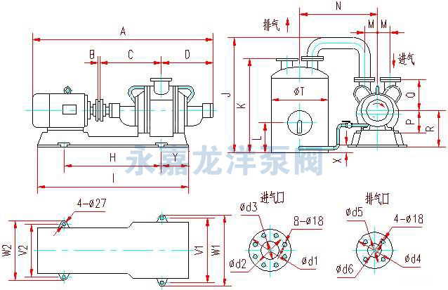 SZ系列水環(huán)式真空泵外形及安裝尺寸圖