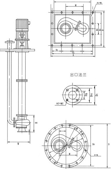 FY型耐腐蝕耐磨液下泵安裝尺寸
